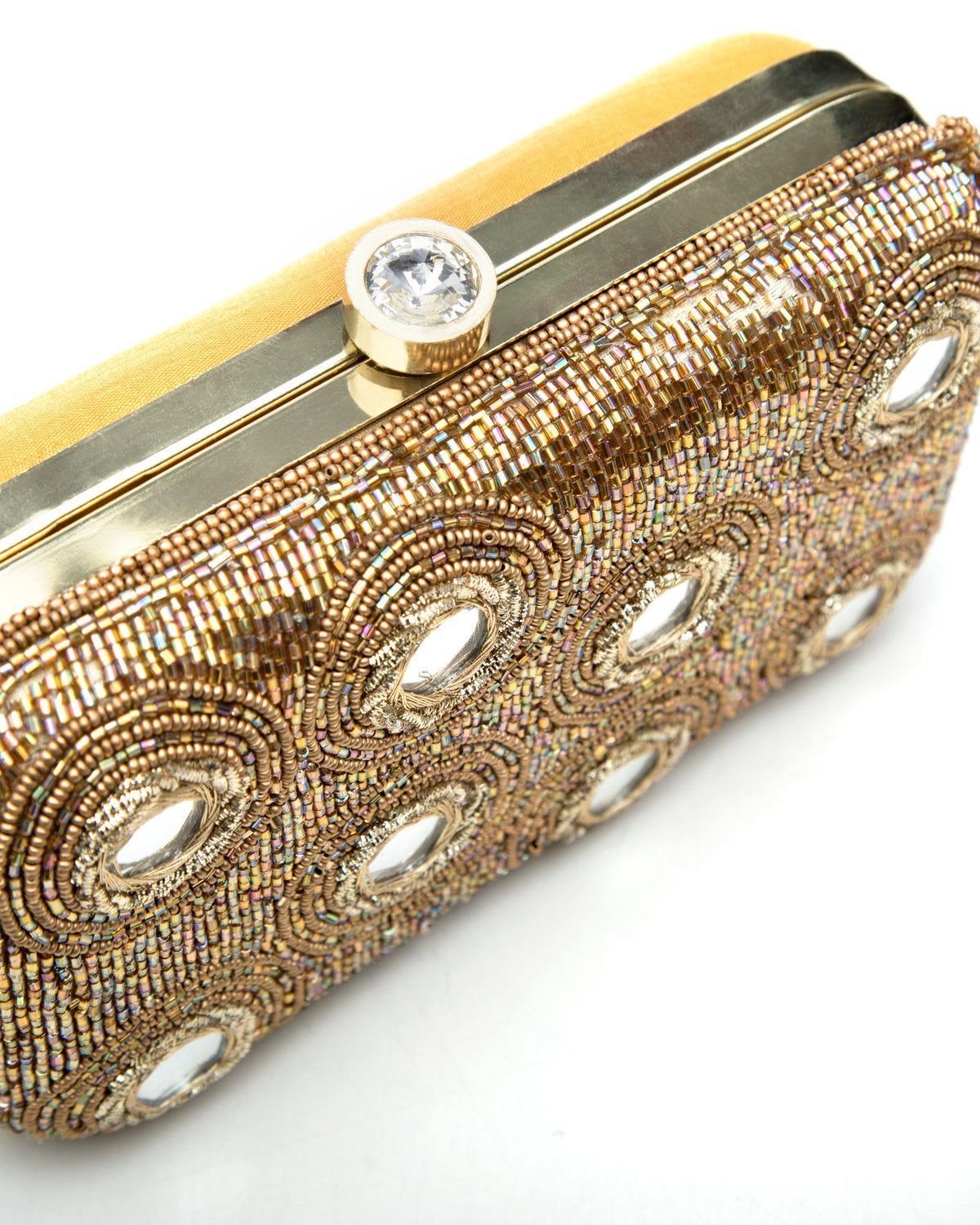 Gold Embroidered Evening Clutch by CERENA Paris — back view