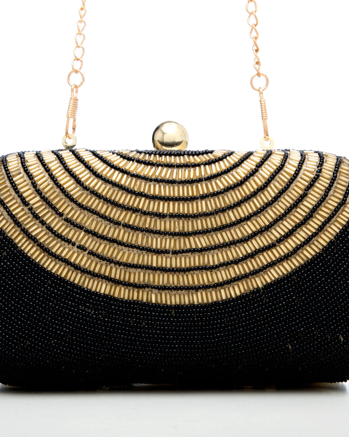Black Gold Embroidered Evening Clutch by CERENA Paris — detail