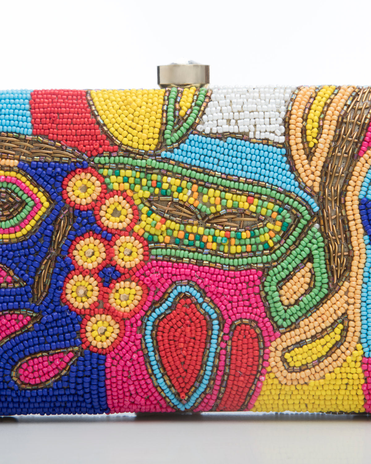 Multi Embroidered Evening Clutch by CERENA Paris — front view