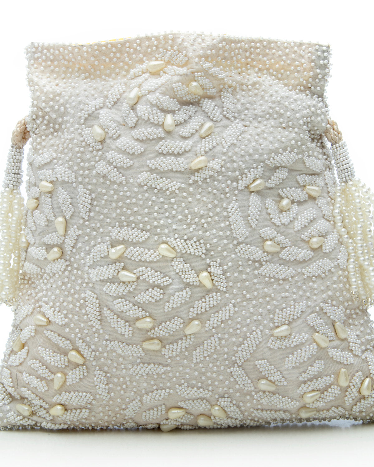 White Embroidered Handbag by CERENA Paris — detail
