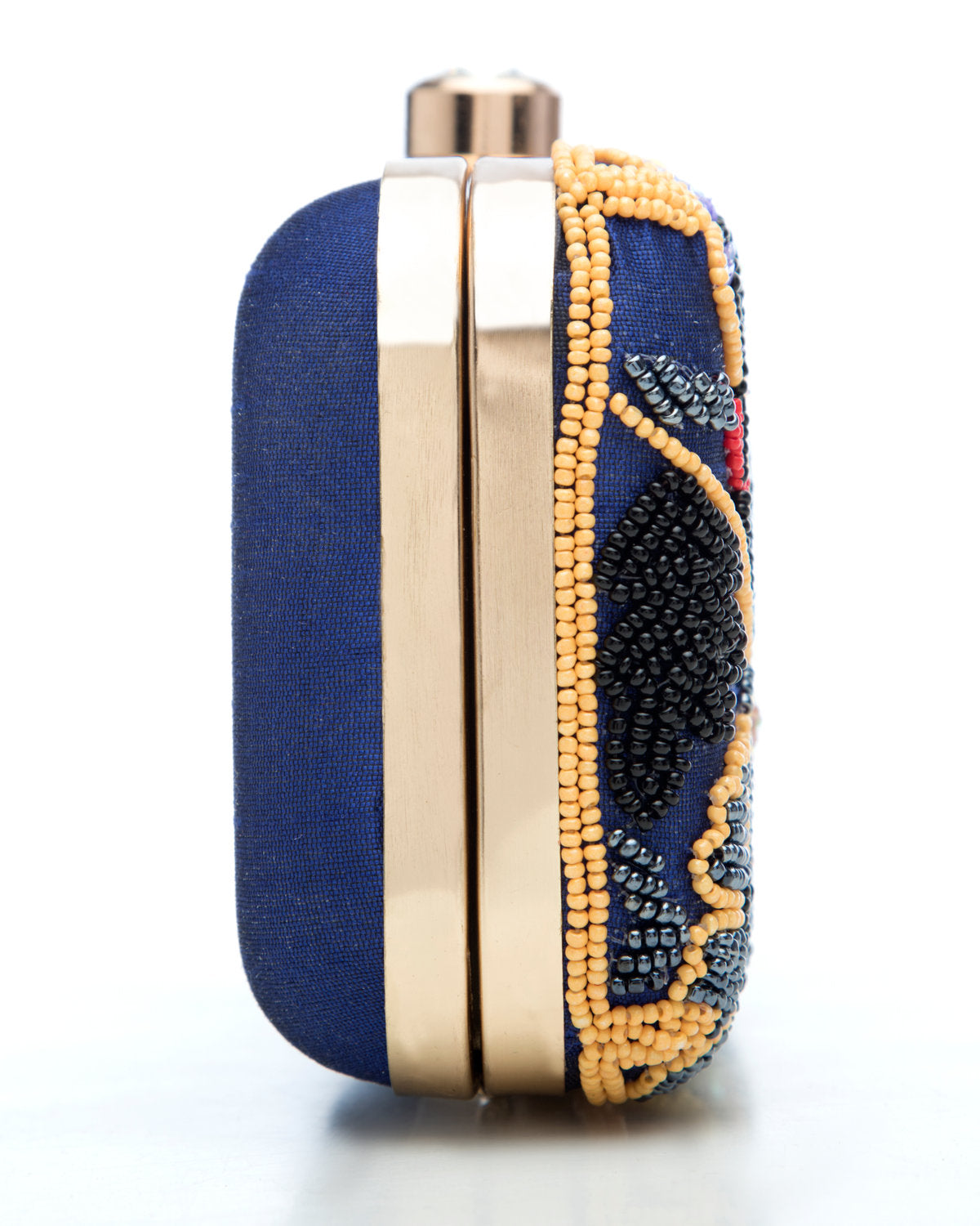 Navy Blue Blue Embroidered Evening Clutch by CERENA Paris — styled