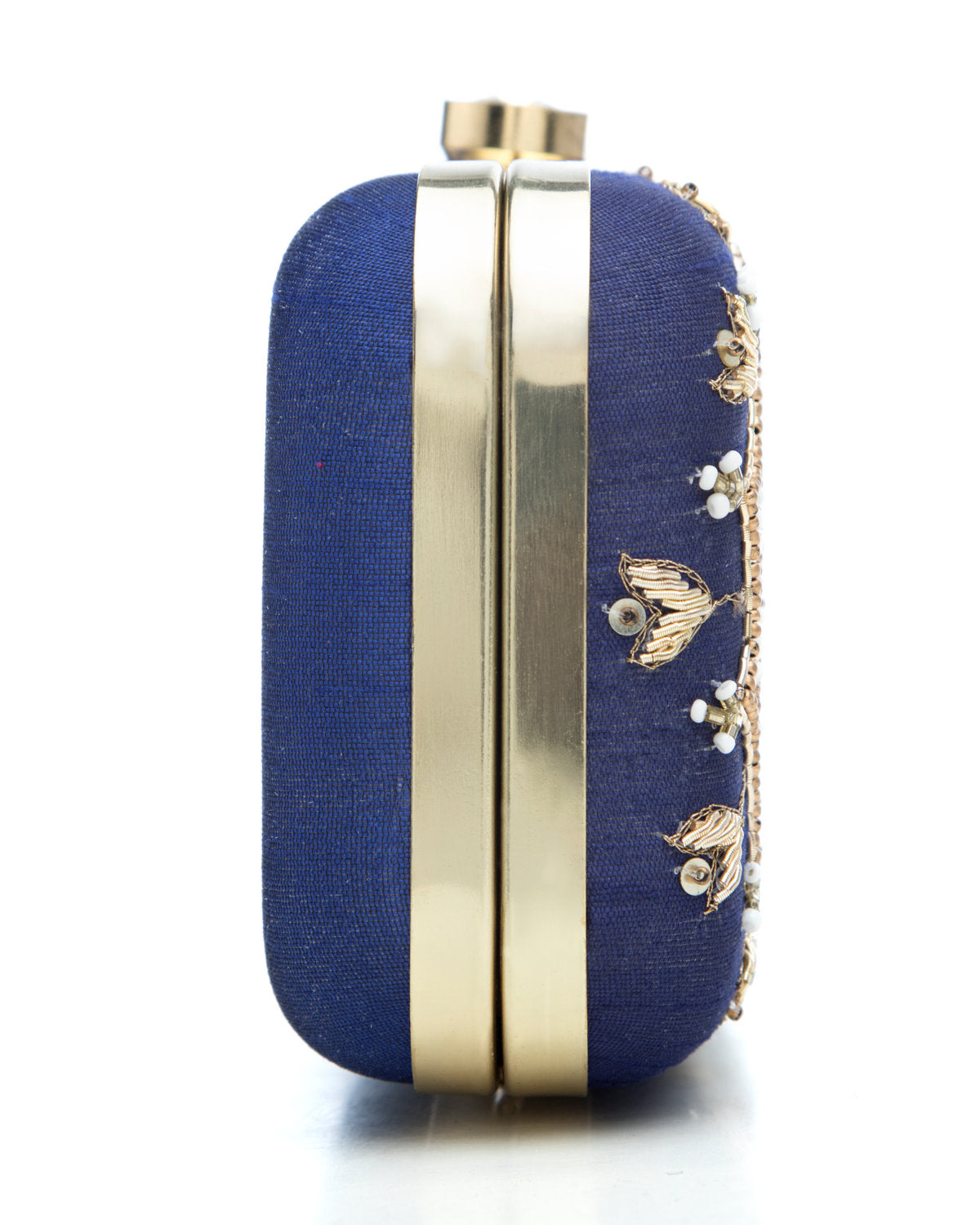 Navy Blue Blue Embroidered Evening Clutch by CERENA Paris — styled