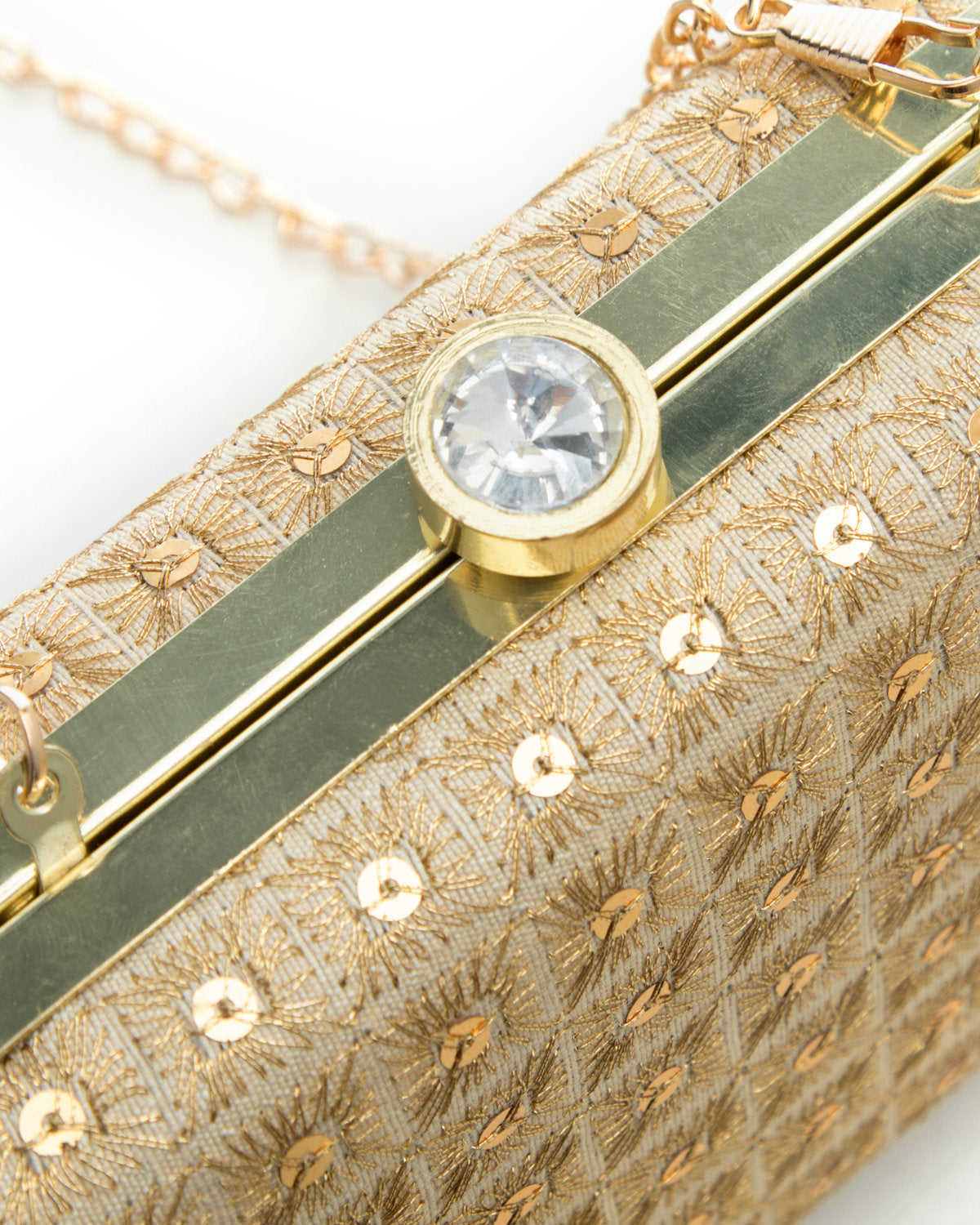 Gold Embroidered Evening Clutch by CERENA Paris — back view