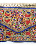 Navy Blue Blue Embroidered Handbag by CERENA Paris — front view