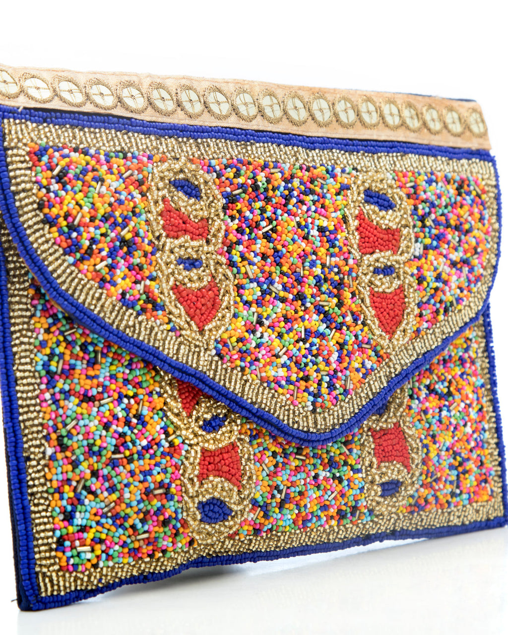 Navy Blue Blue Embroidered Handbag by CERENA Paris — detail
