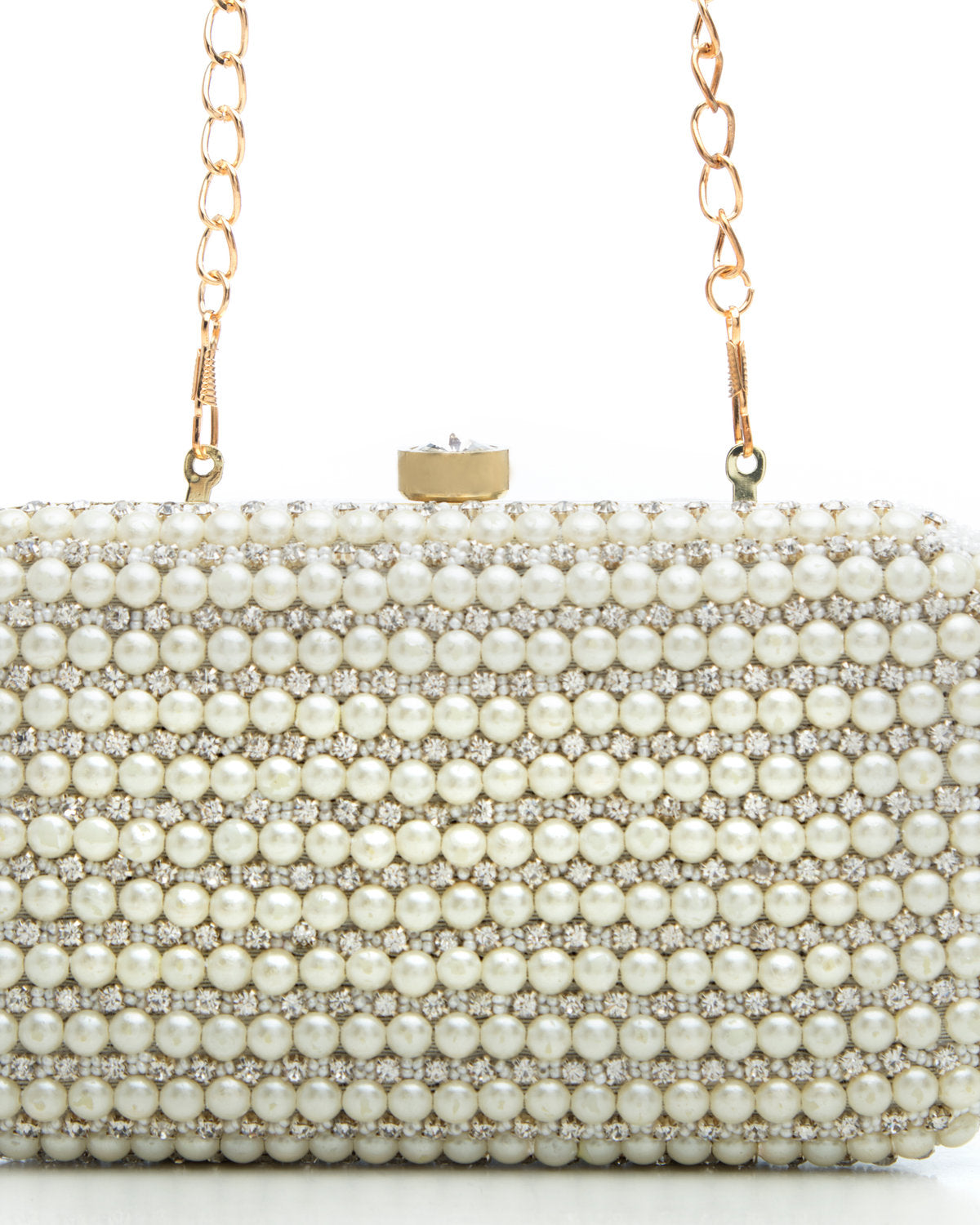 White Embroidered Evening Clutch by CERENA Paris — detail