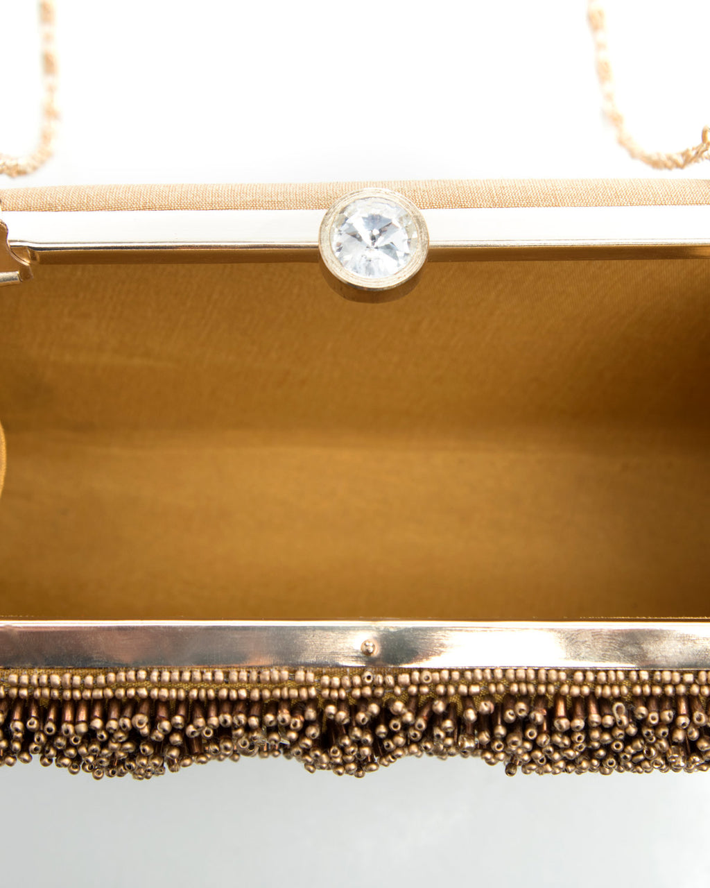 Gold Brown Embroidered Evening Clutch by CERENA Paris — close-up