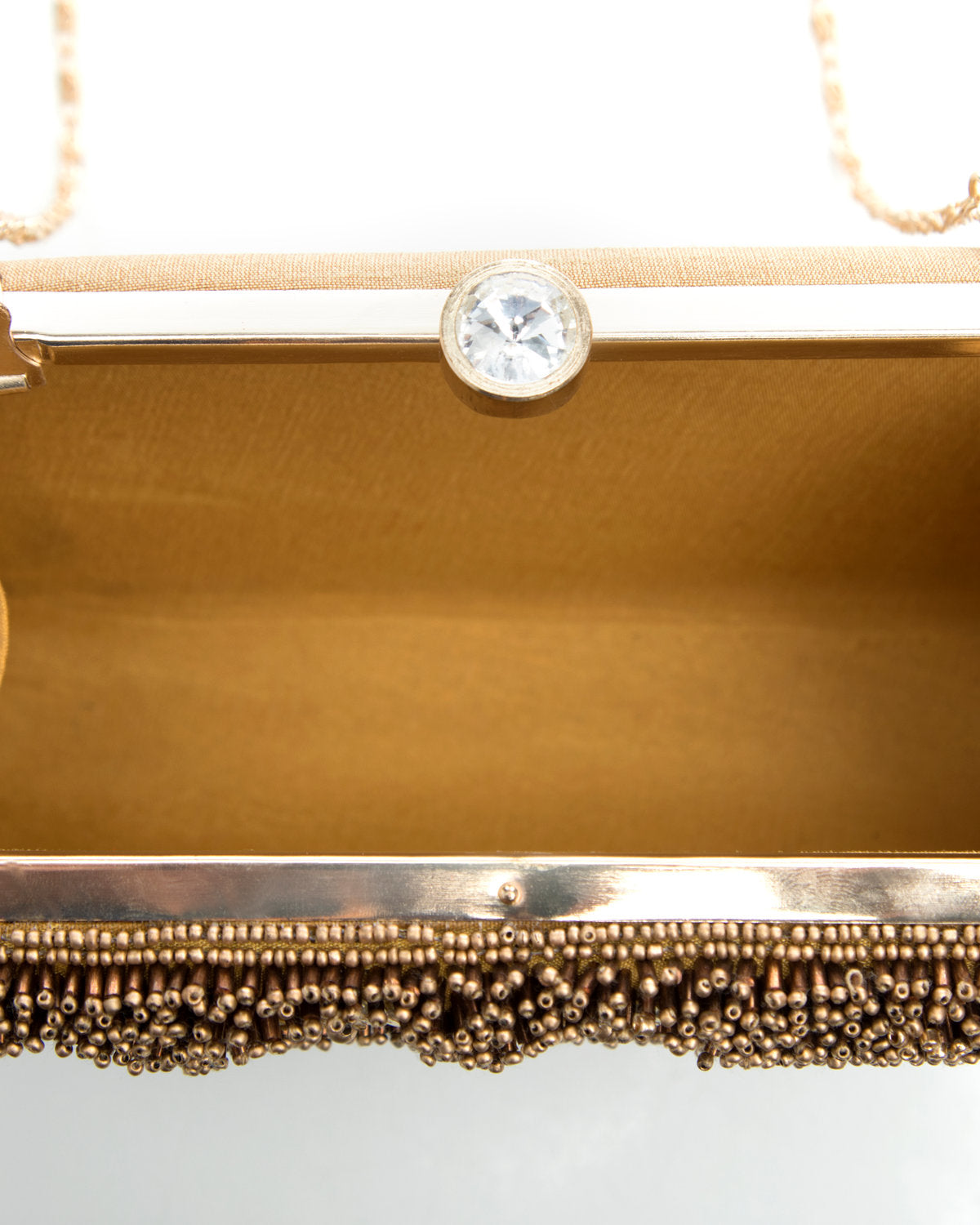 Gold Brown Embroidered Evening Clutch by CERENA Paris — close-up