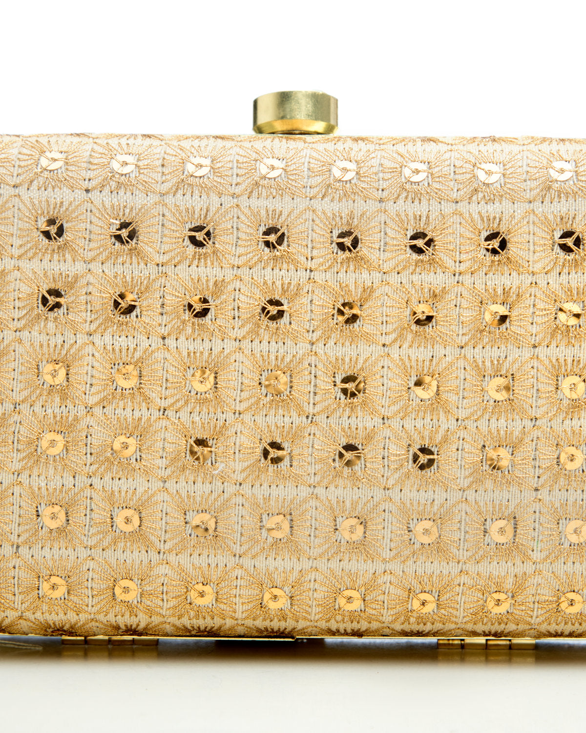 Gold Embroidered Evening Clutch by CERENA Paris — front view