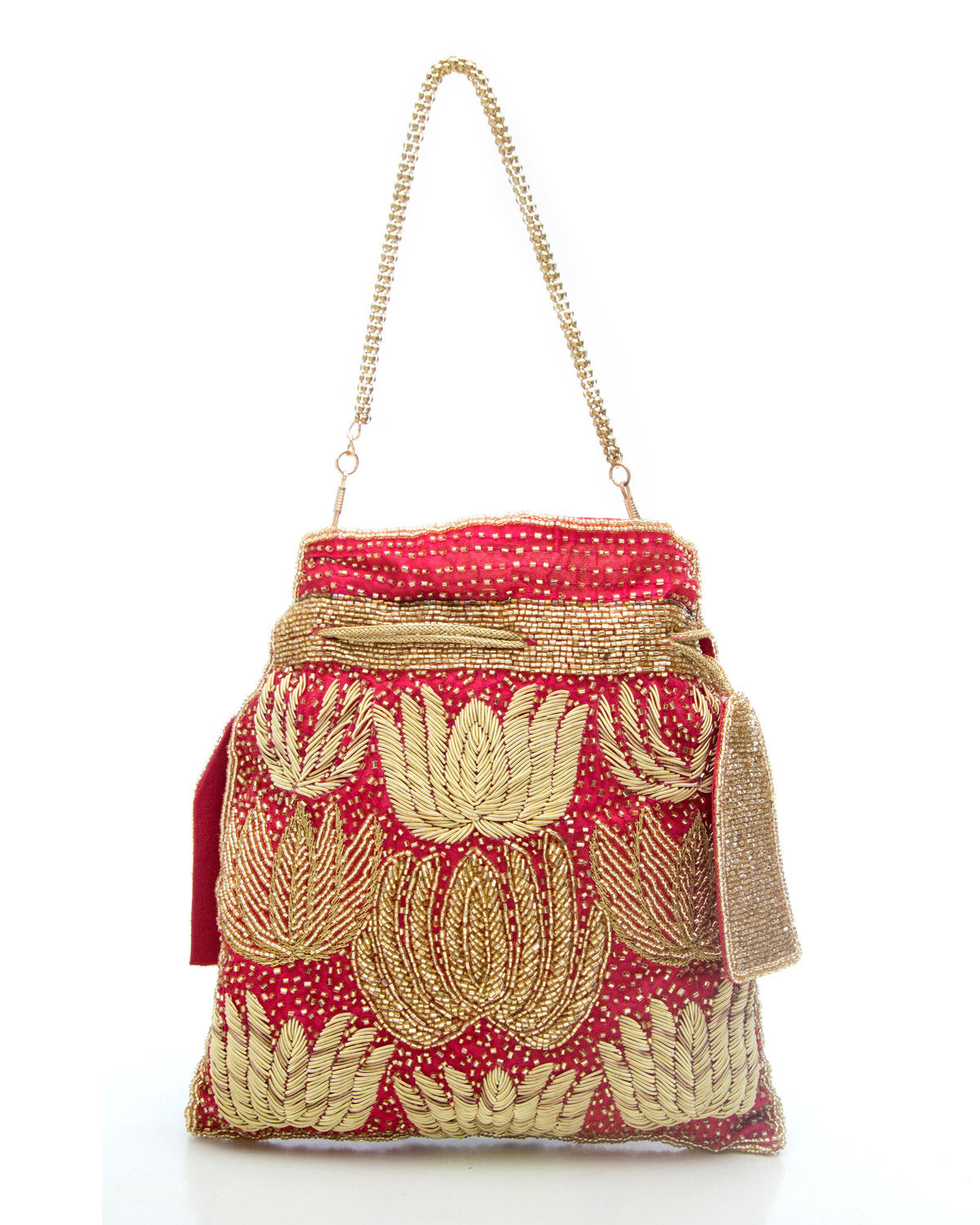 Pink Embroidered Handbag by CERENA Paris — back view