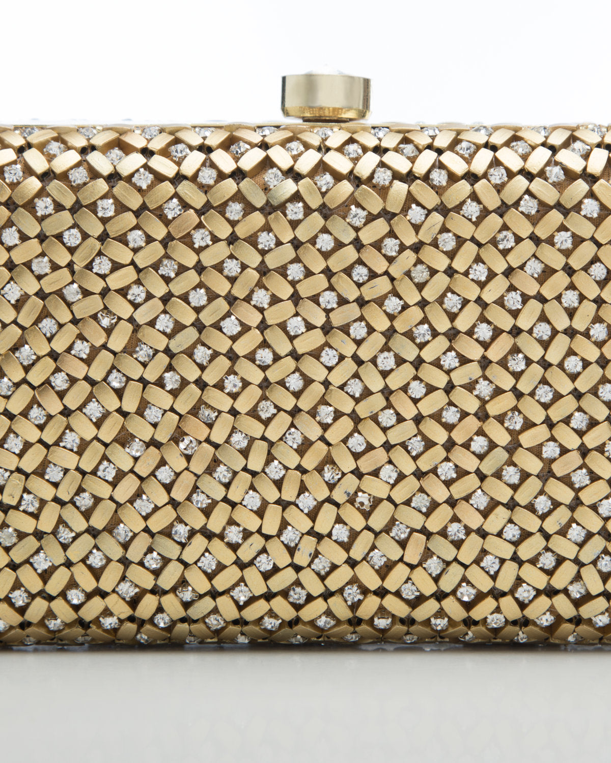 Gold Embroidered Evening Clutch by CERENA Paris — front view