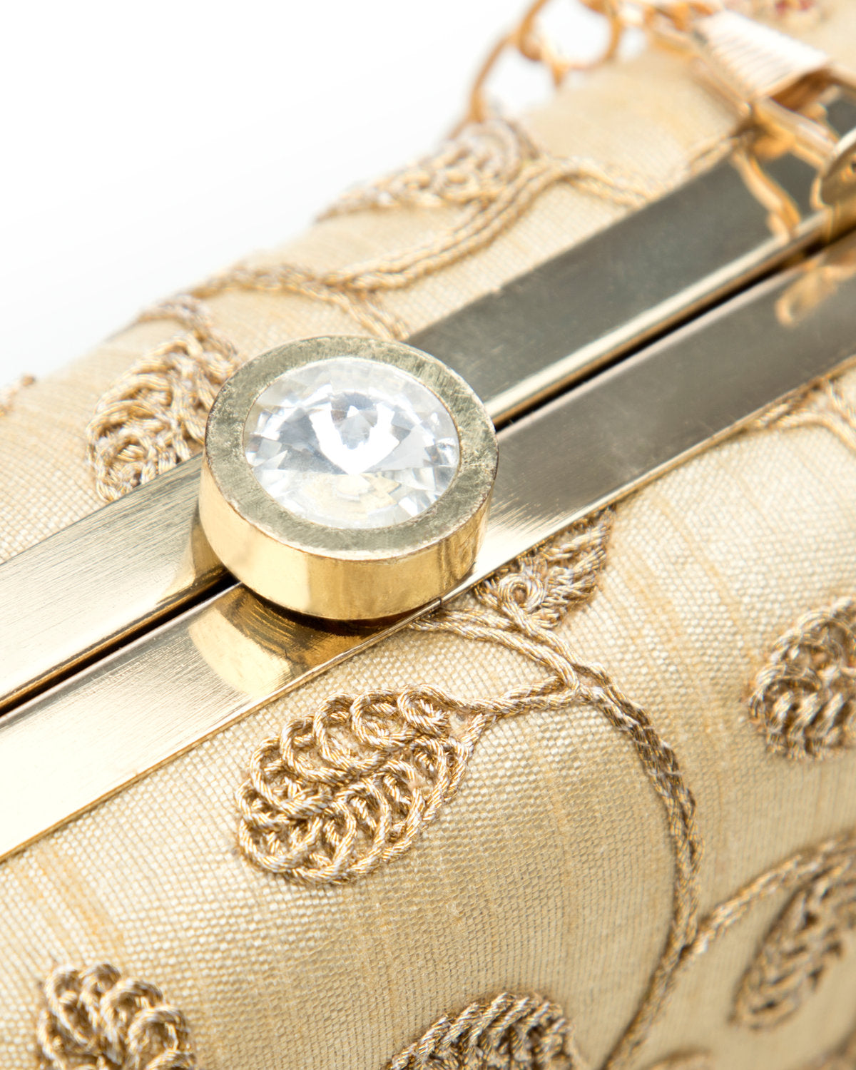 Gold Embroidered Evening Clutch by CERENA Paris — back view