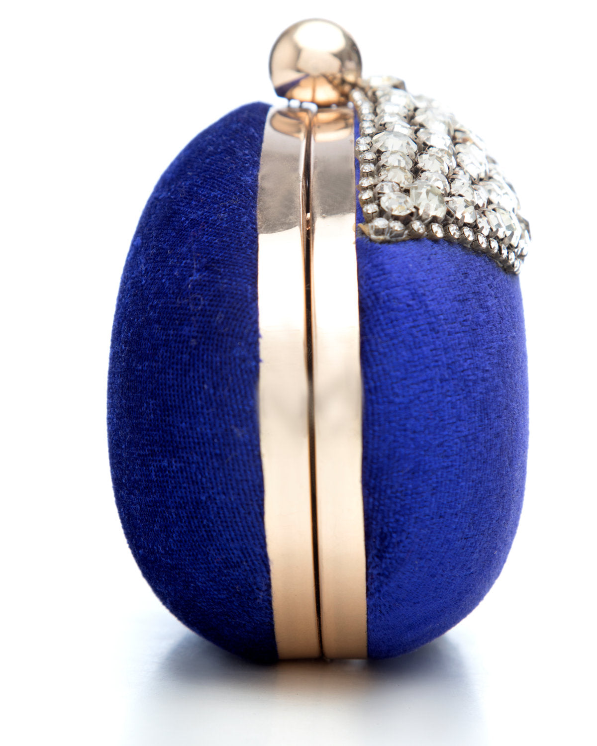 Blue Embroidered Evening Clutch by CERENA Paris — back view