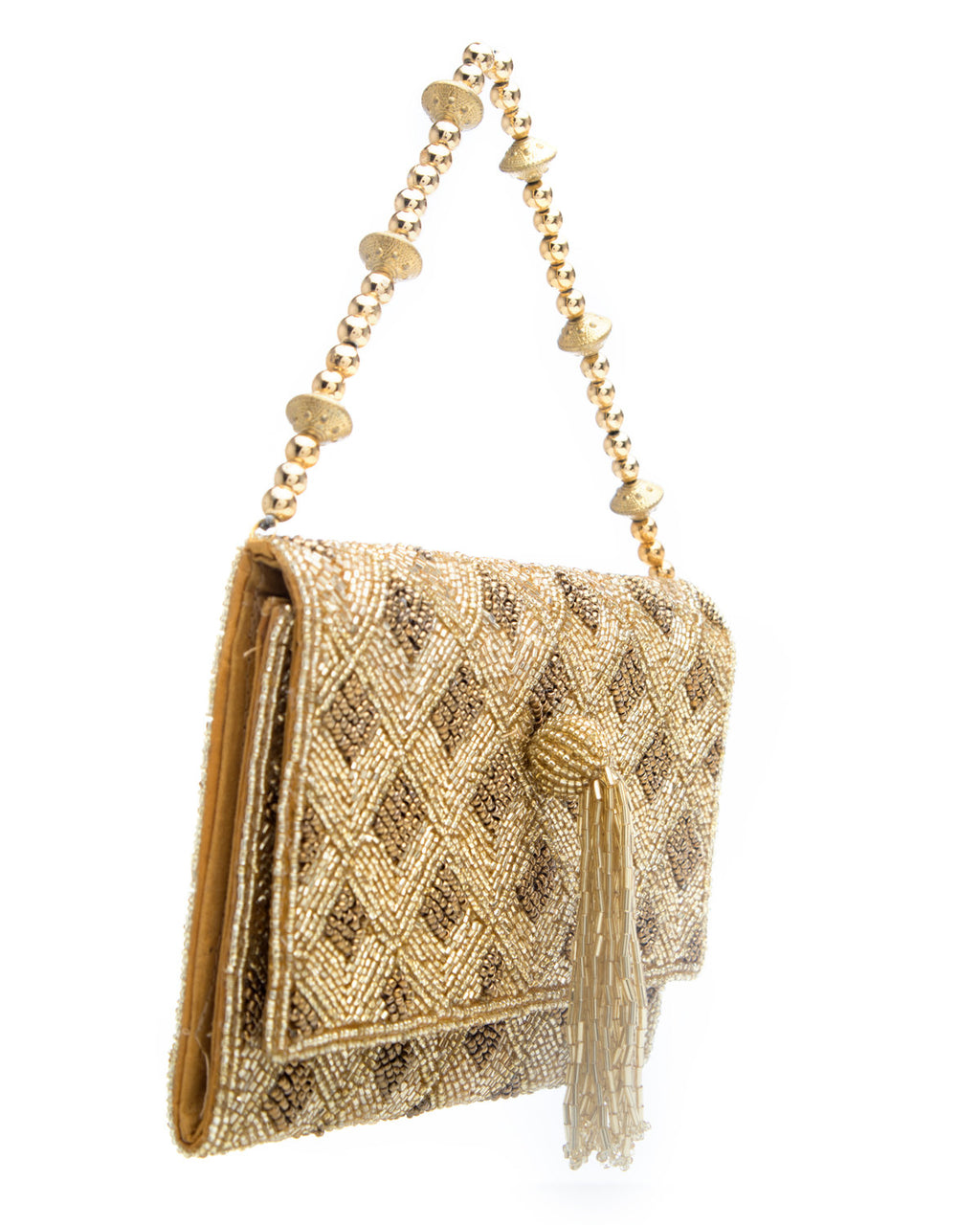 Gold Embroidered Handbag by CERENA Paris — side view