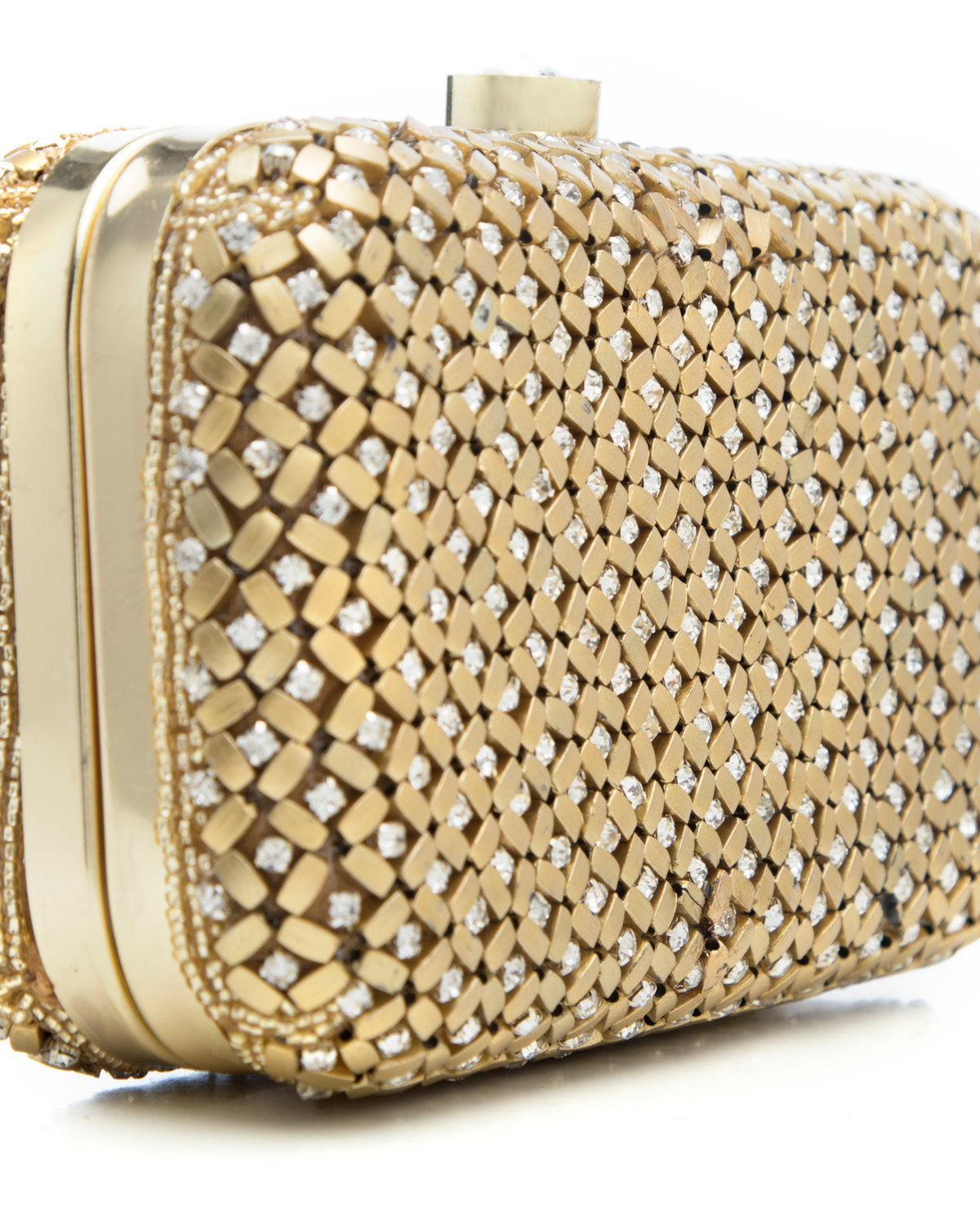 Gold Embroidered Evening Clutch by CERENA Paris — side view
