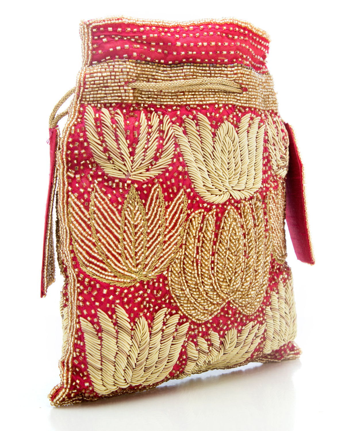 Pink Embroidered Handbag by CERENA Paris — side view