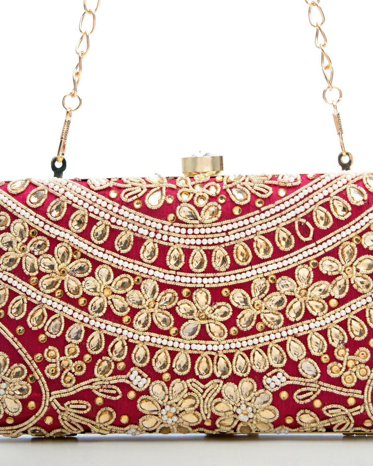 Red Embroidered Evening Clutch by CERENA Paris — detail