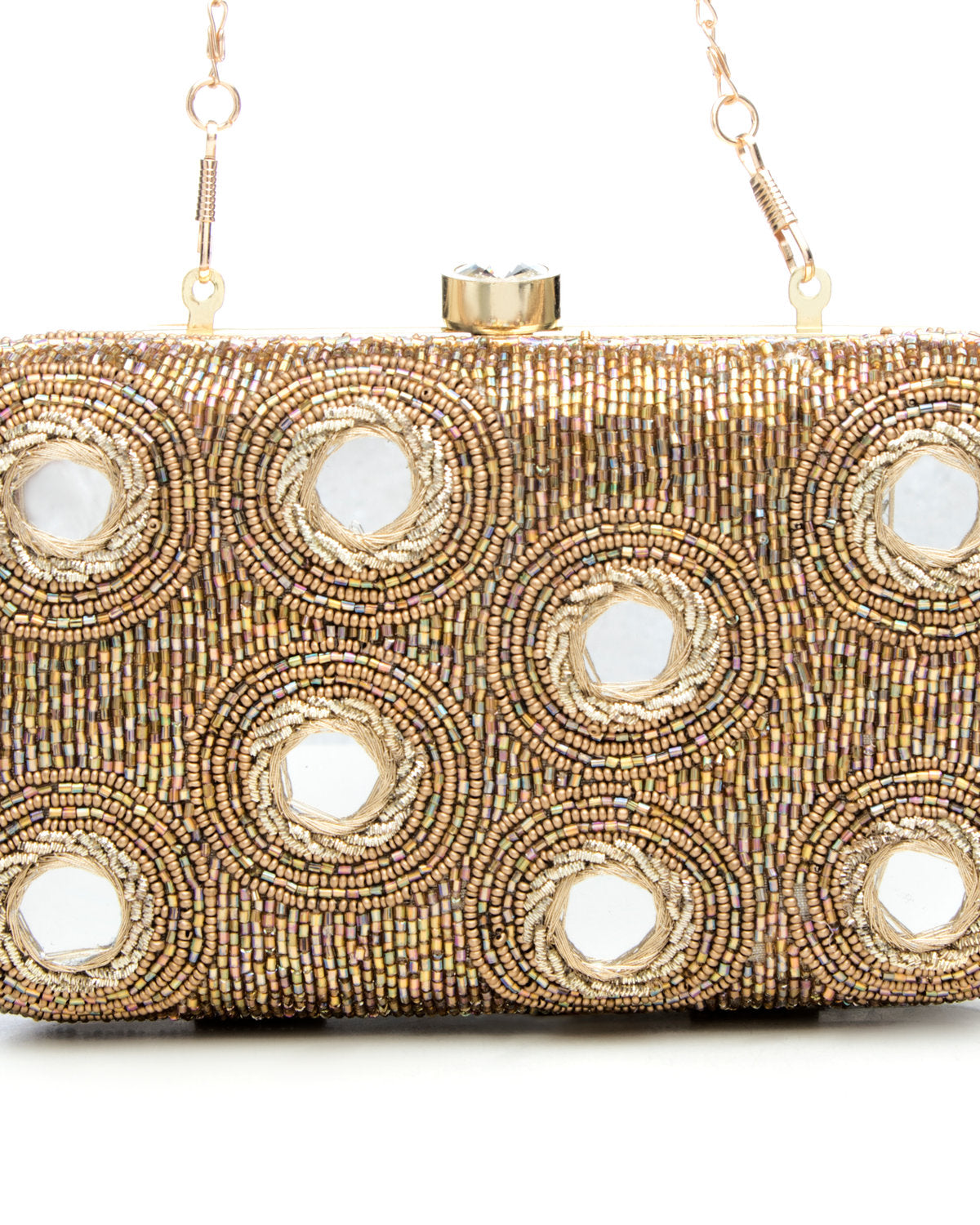 Gold Embroidered Evening Clutch by CERENA Paris — detail