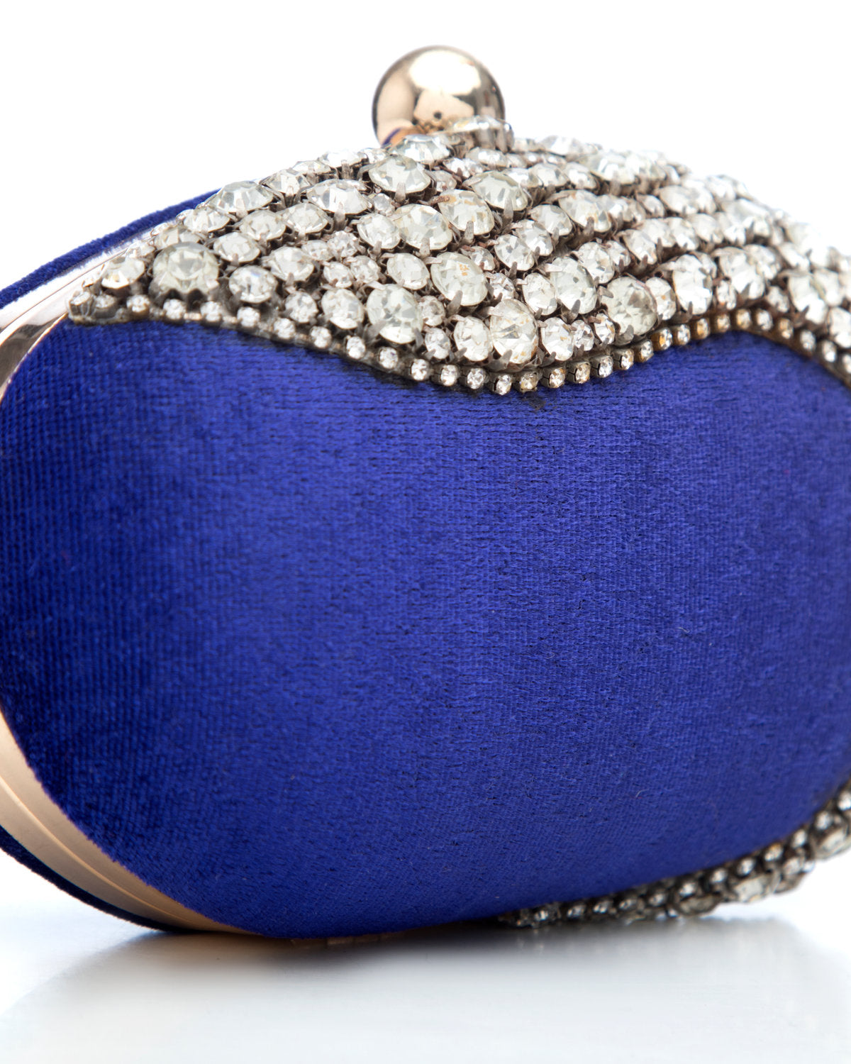 Blue Embroidered Evening Clutch by CERENA Paris — side view