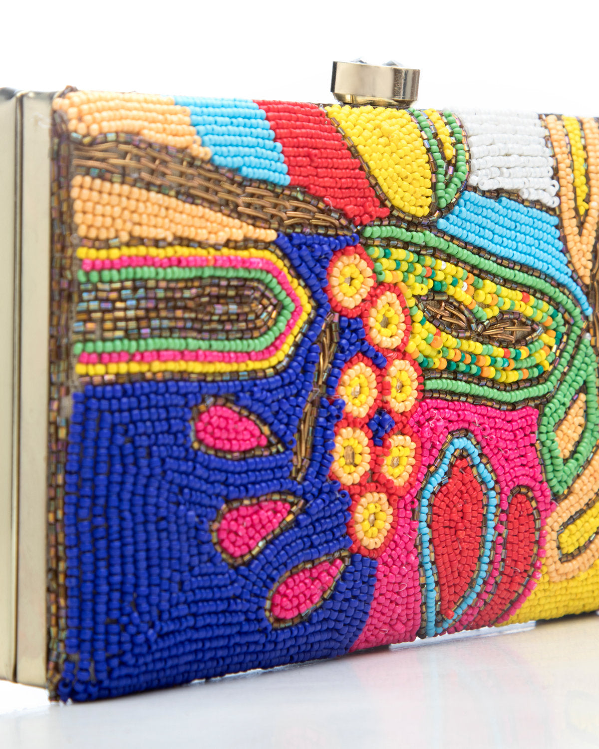 Multi Embroidered Evening Clutch by CERENA Paris — side view