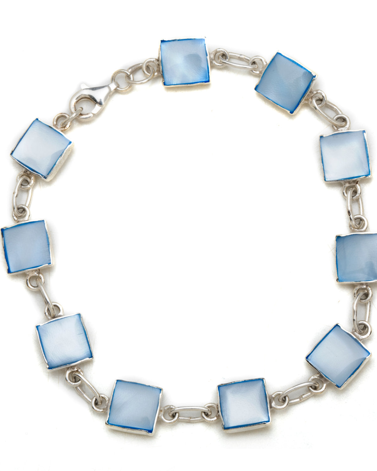 Sky-Blue Evil Eye Charm Bracelet by CERENA Paris — front view