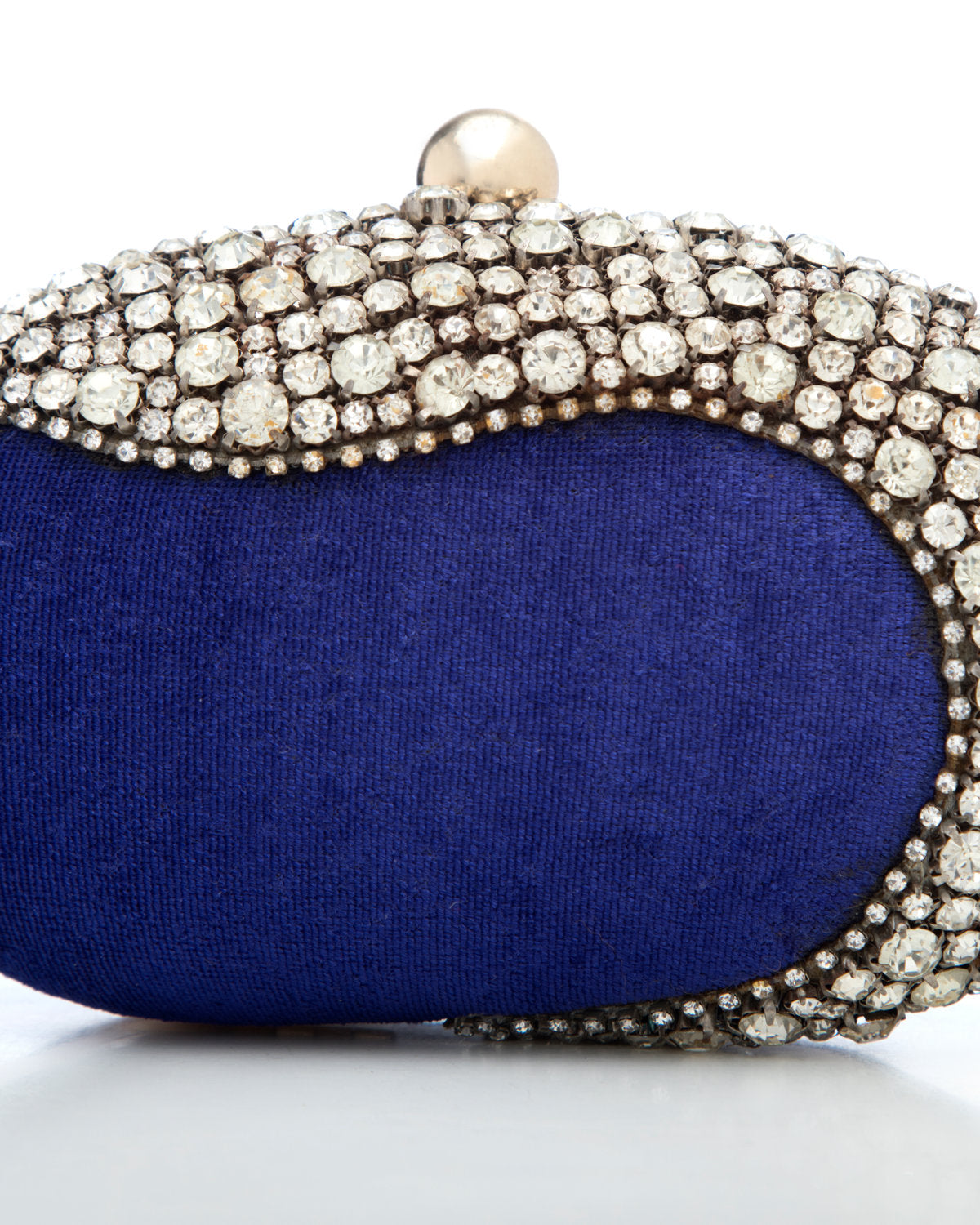 Blue Embroidered Evening Clutch by CERENA Paris — front view