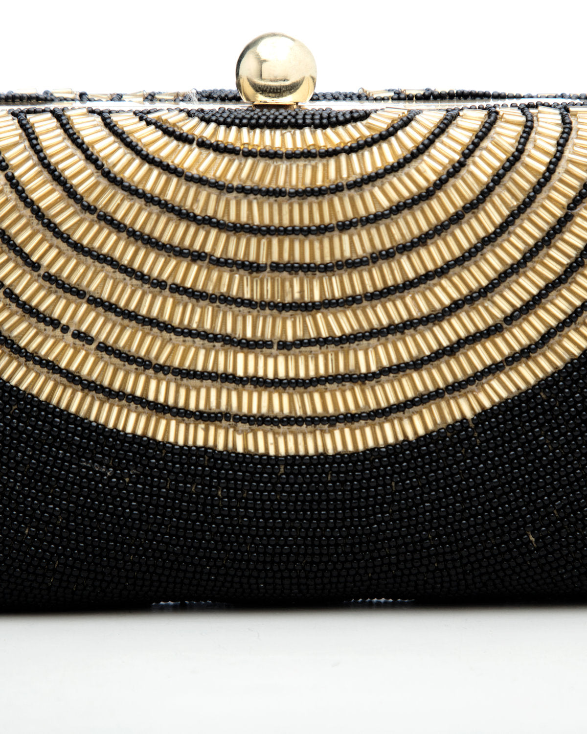 Black Gold Embroidered Evening Clutch by CERENA Paris — front view