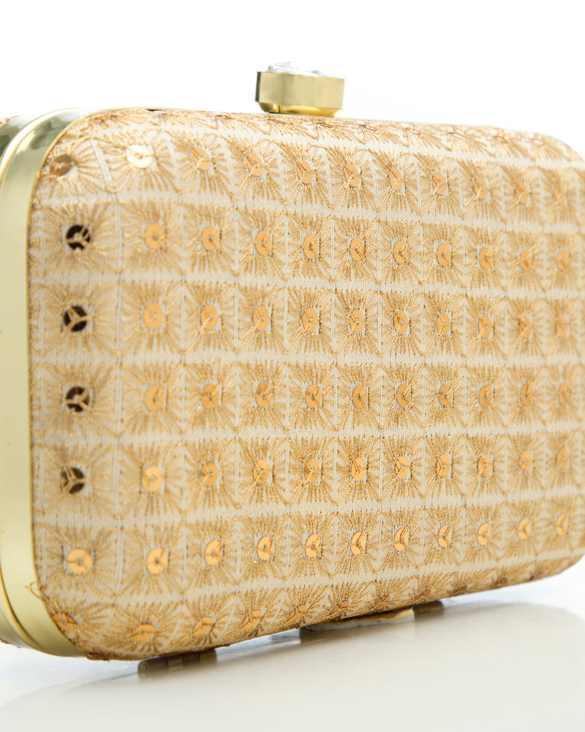 Gold Embroidered Evening Clutch by CERENA Paris — side view