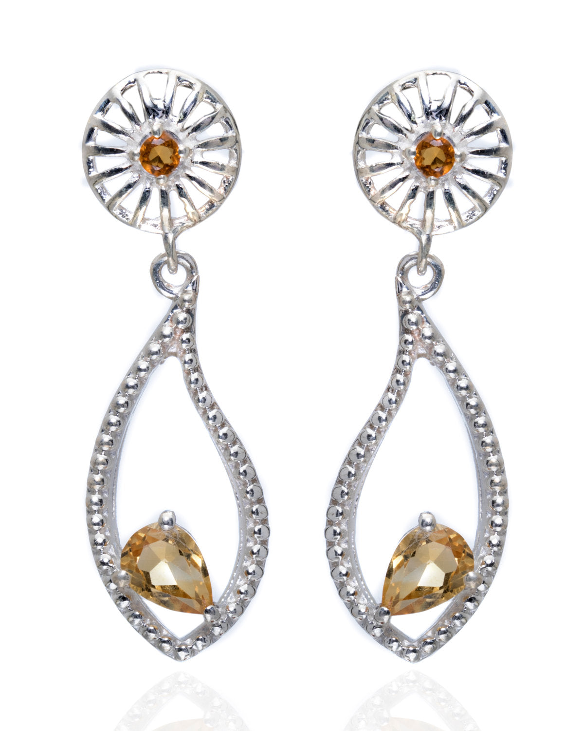 Golden Statement Dangle Earrings by CERENA Paris — front view