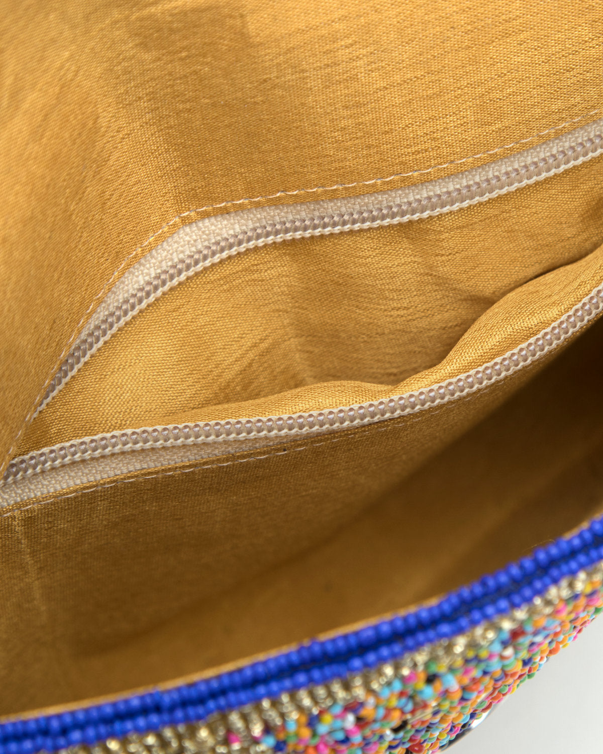 Navy Blue Blue Embroidered Handbag by CERENA Paris — close-up
