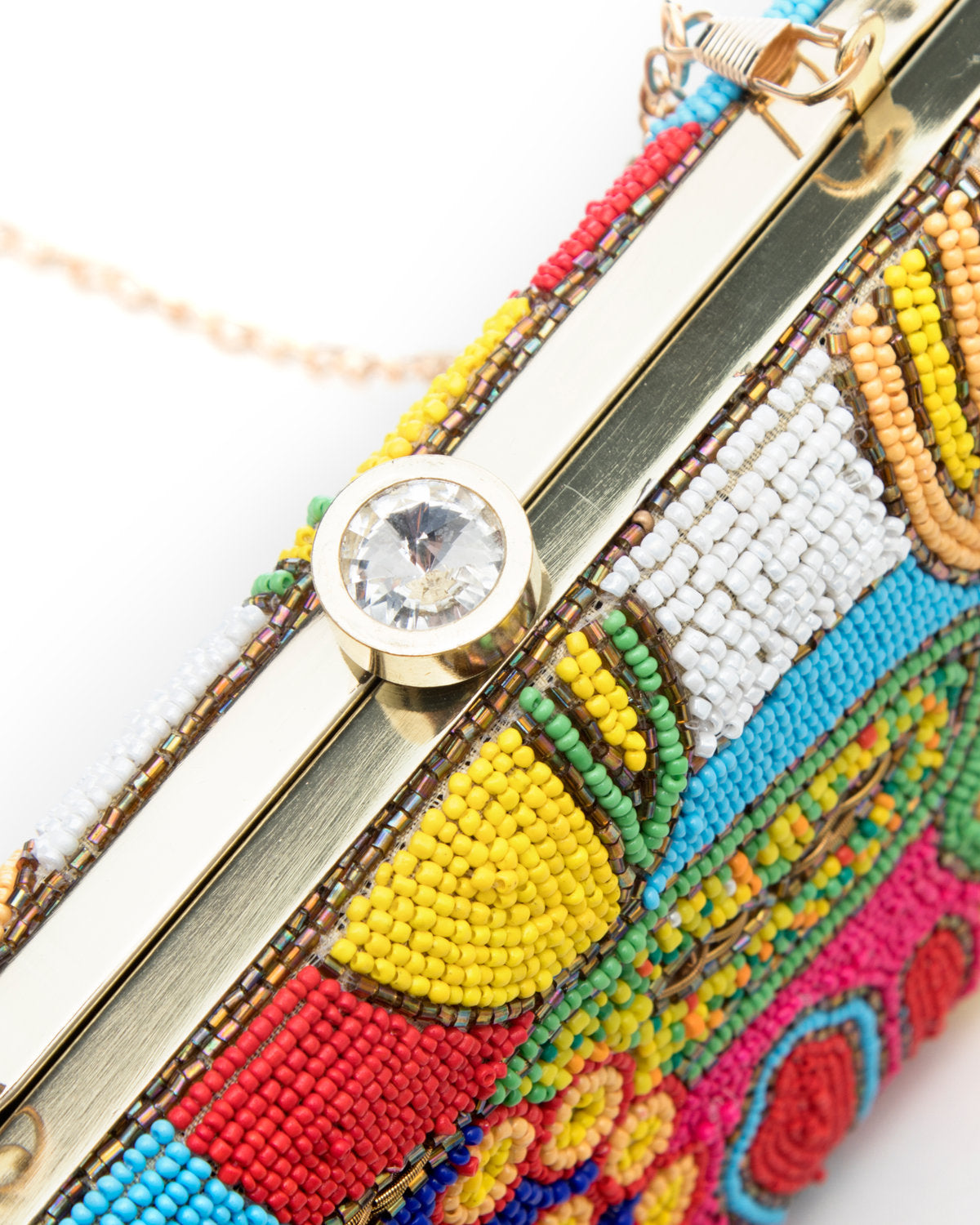 Multi Embroidered Evening Clutch by CERENA Paris — back view