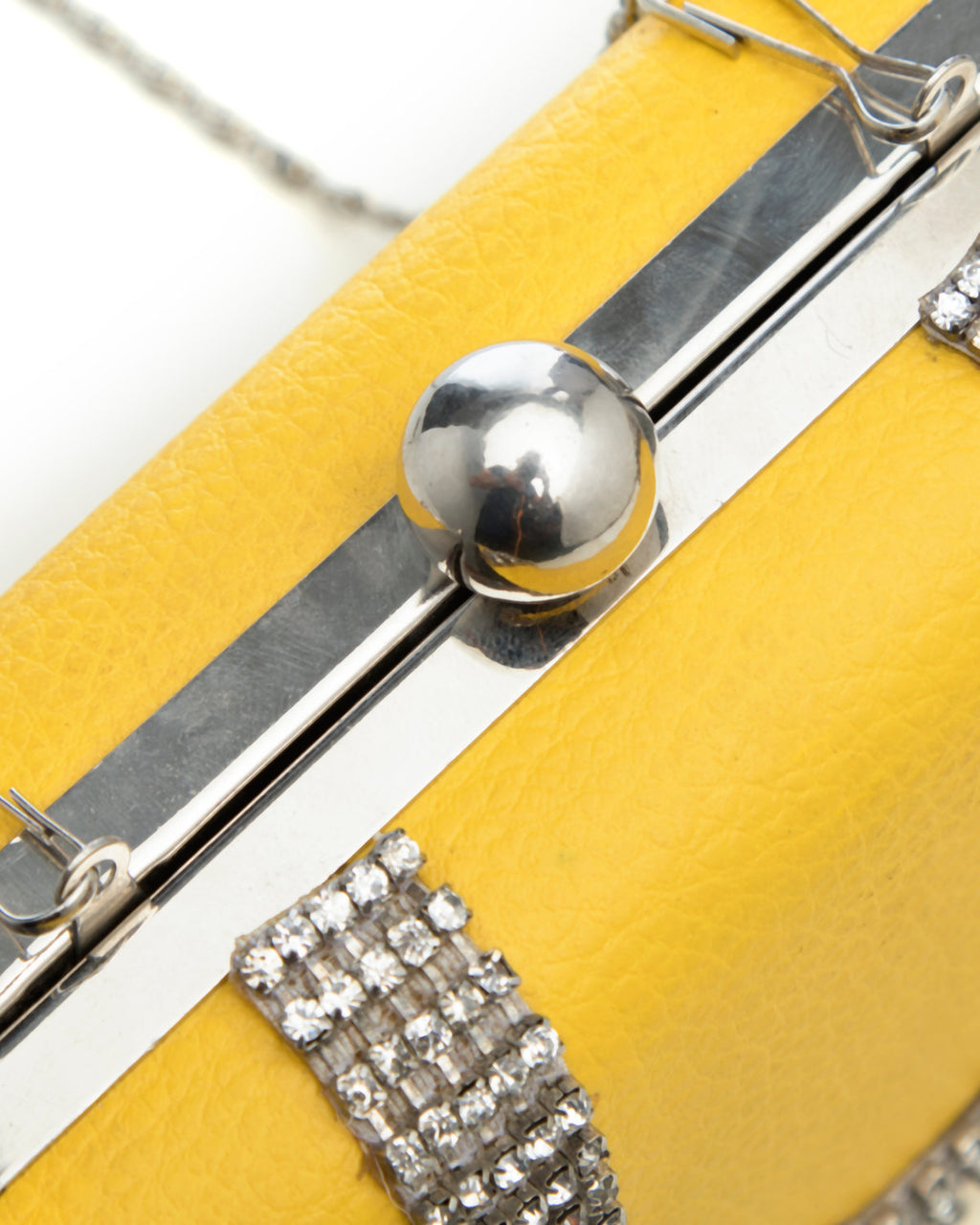 Yellow Embroidered Evening Clutch by CERENA Paris — back view