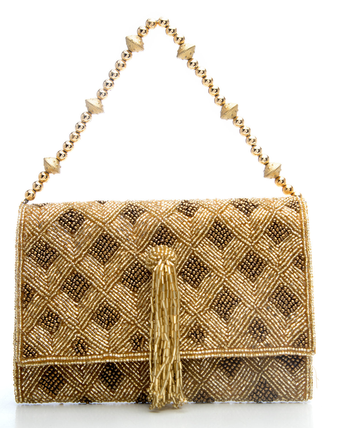 Gold Embroidered Handbag by CERENA Paris — front view