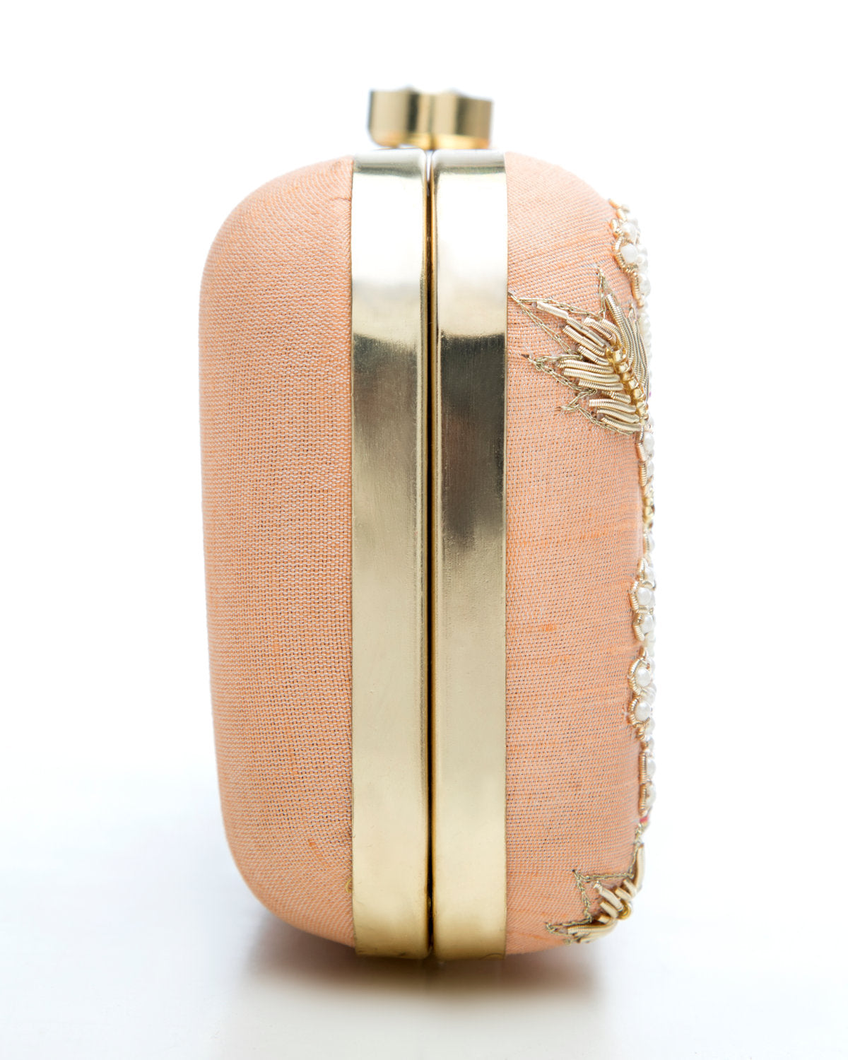 Peach Embroidered Evening Clutch by CERENA Paris — styled