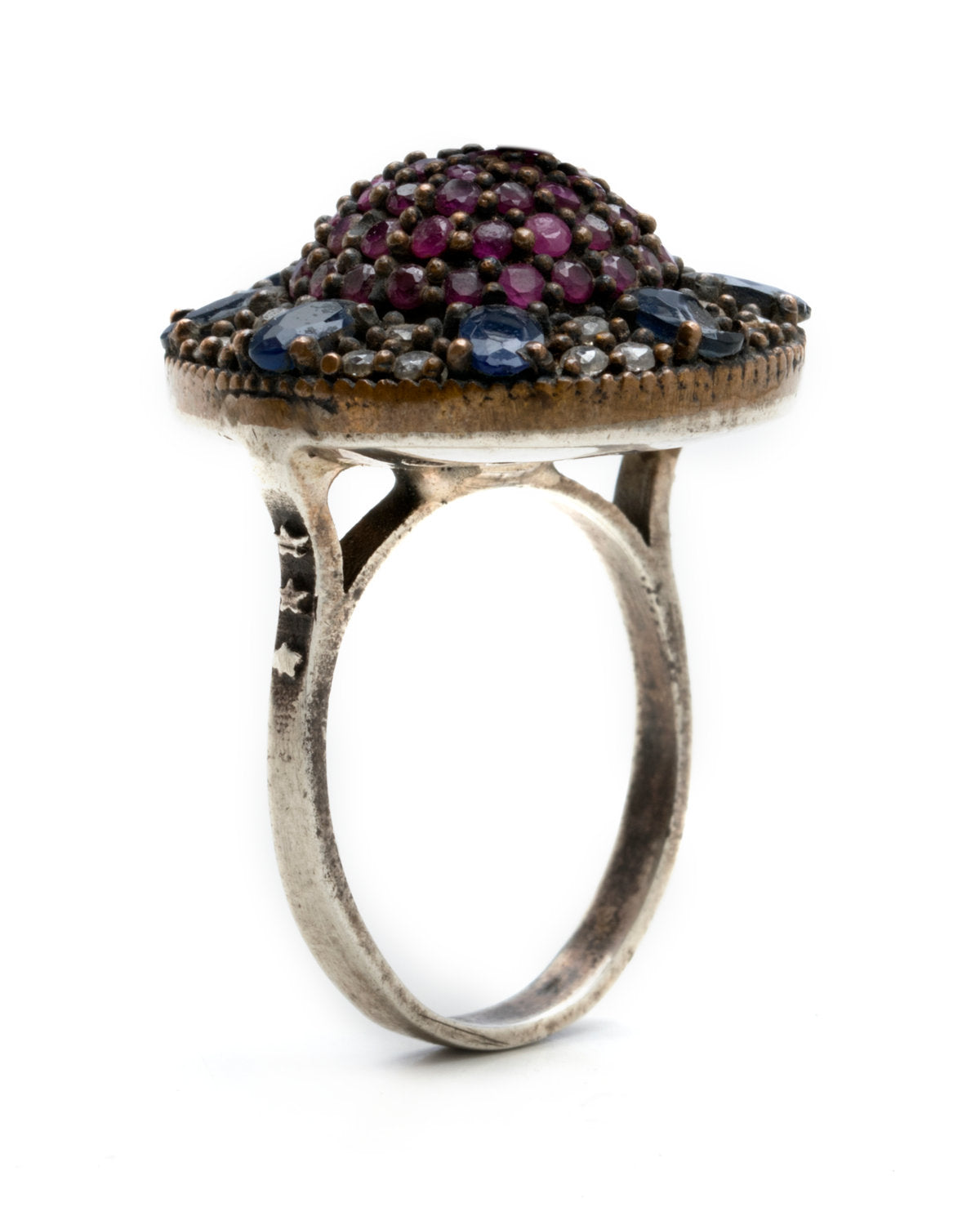 Pink Ruby Blue Sapphire High Jewelry by CERENA Paris — front view