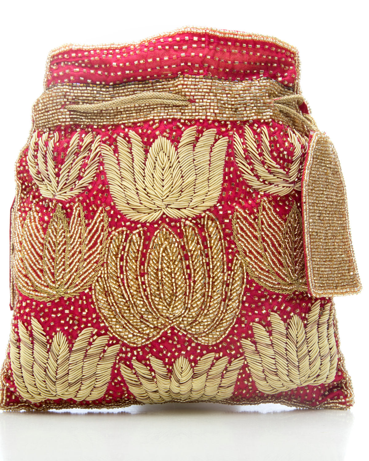Pink Embroidered Handbag by CERENA Paris — front view