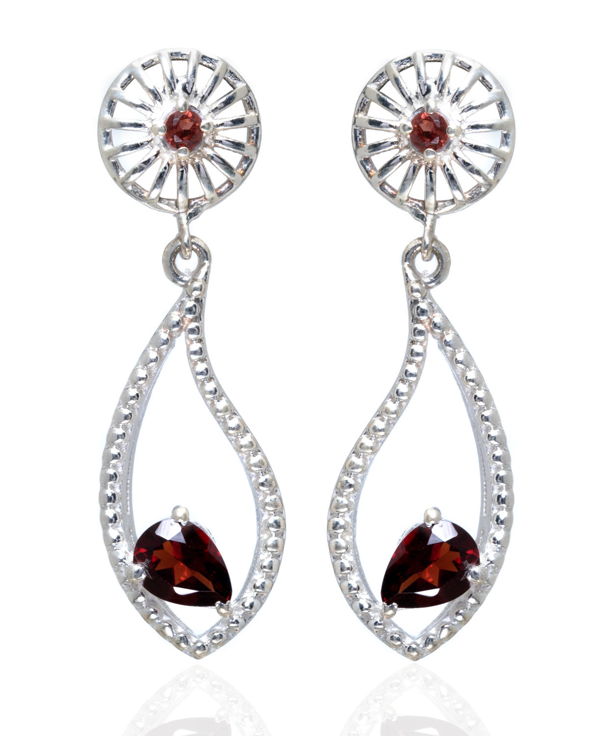 Red Statement Dangle Earrings by CERENA Paris — front view