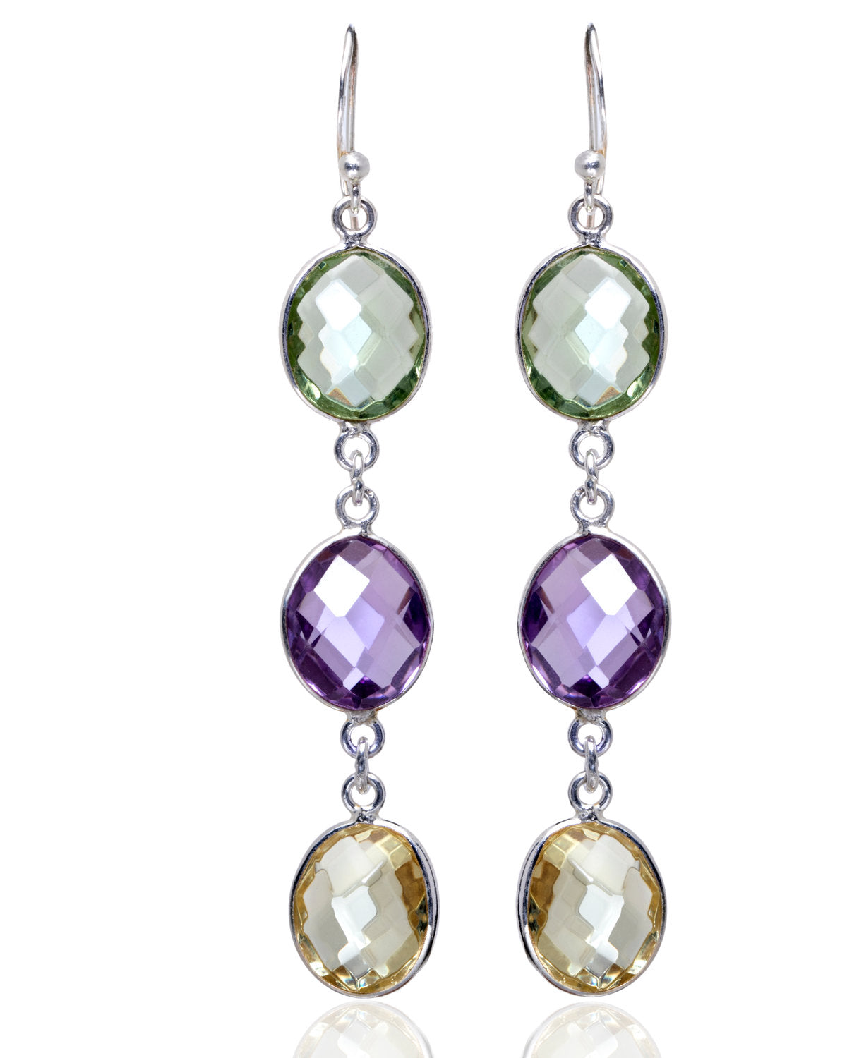 Triple-Drop Earrings by CERENA Paris — front view