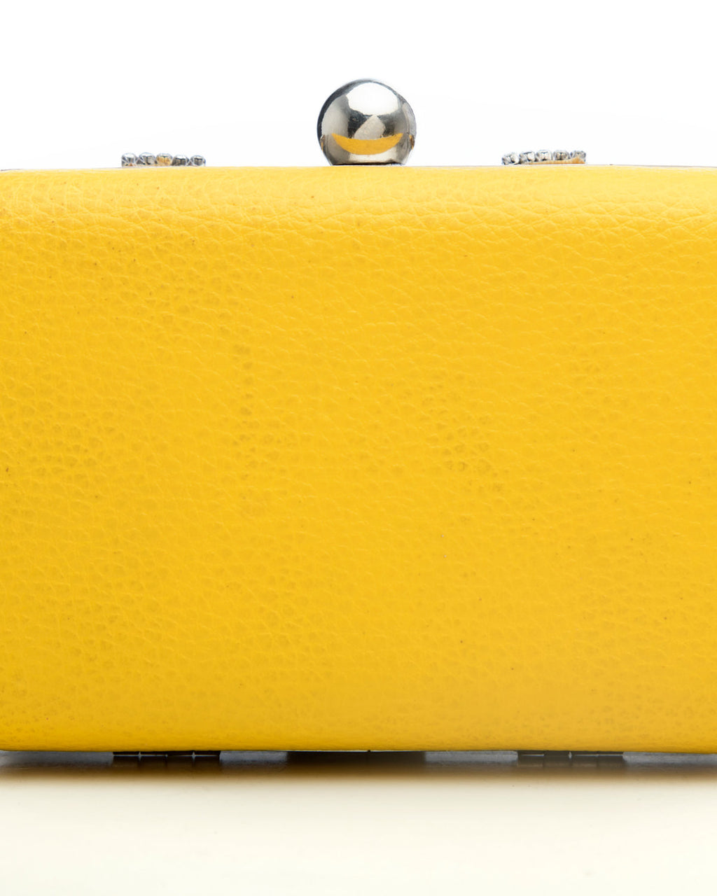 Yellow Embroidered Evening Clutch by CERENA Paris — angled view