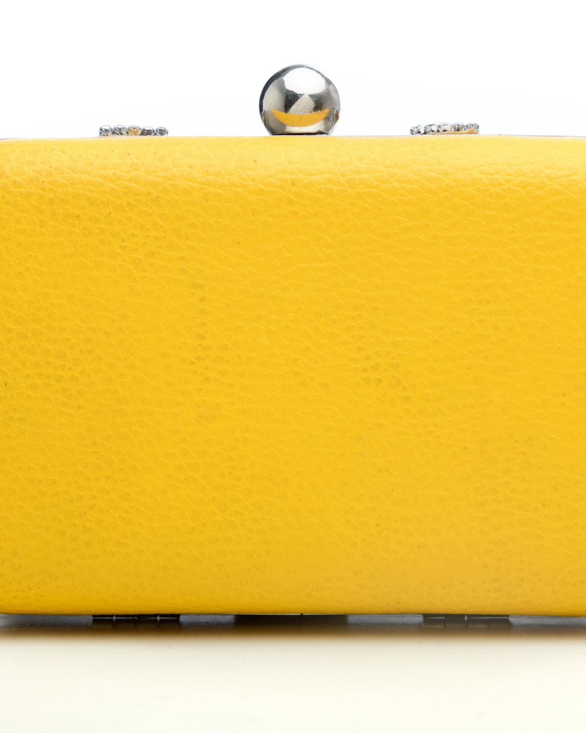 Yellow Embroidered Evening Clutch by CERENA Paris — angled view