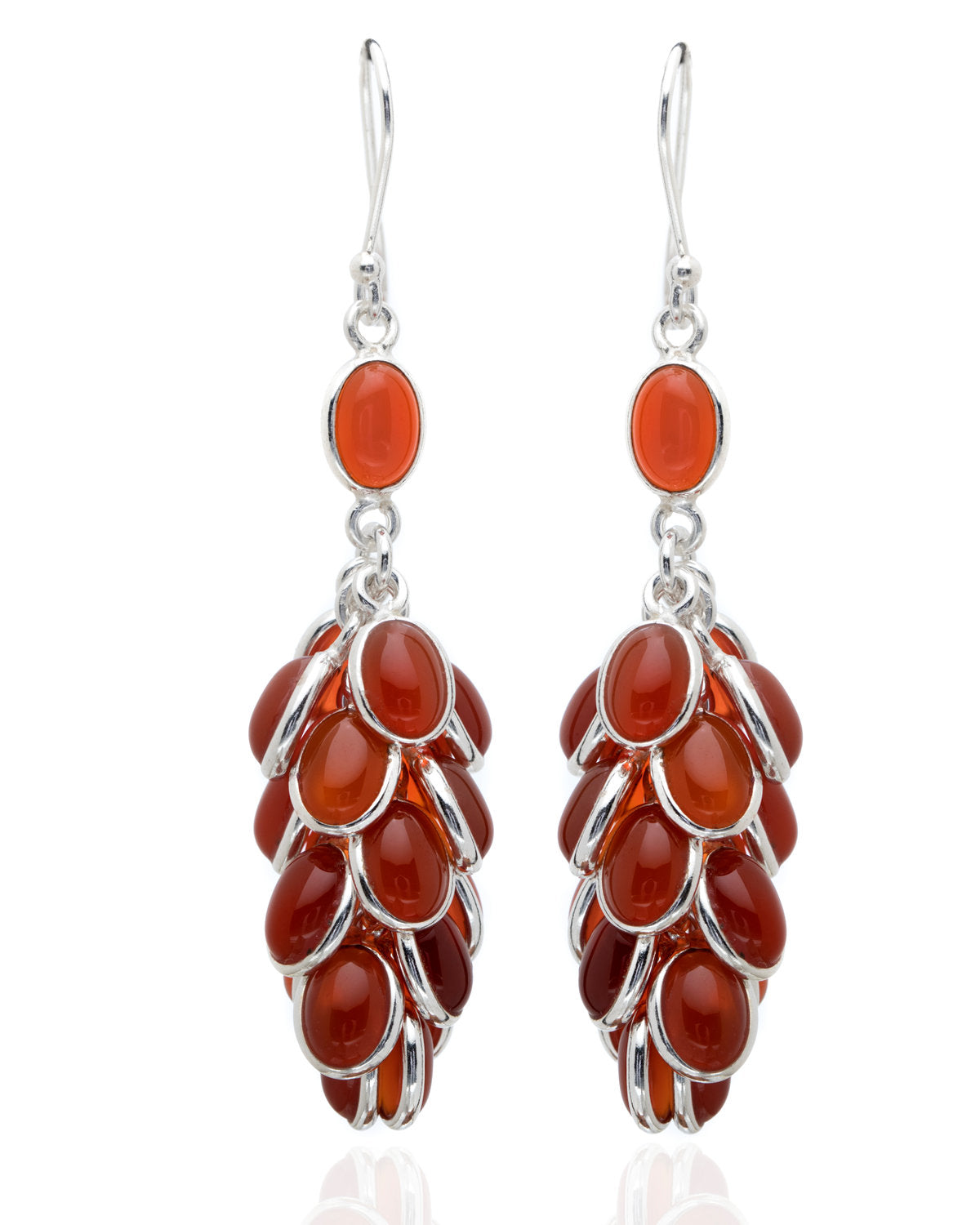 Carnelian Long Dangle Earrings by CERENA Paris — front view