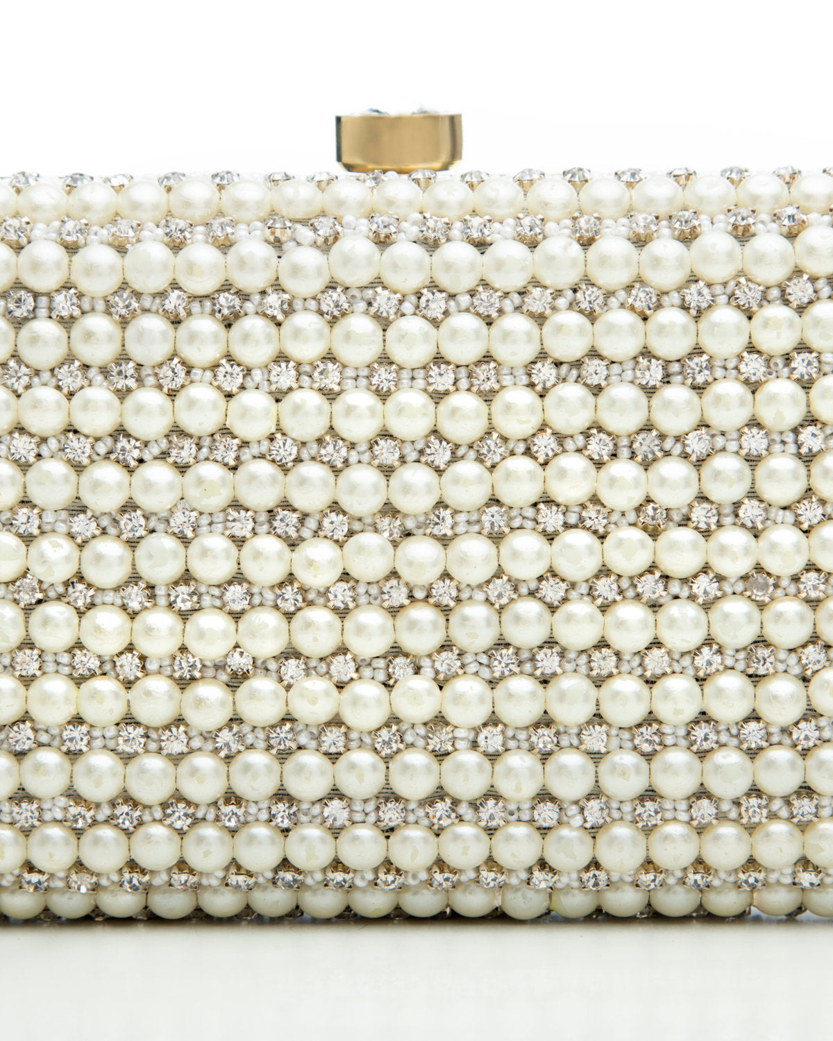 White Embroidered Evening Clutch by CERENA Paris — front view