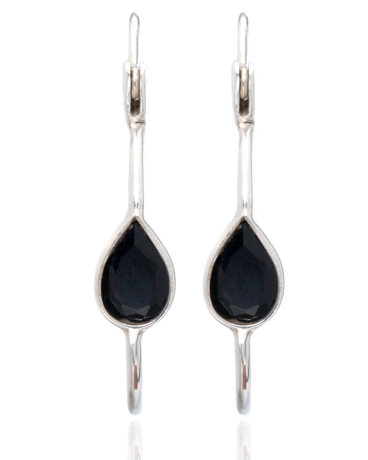 Black Statement Dangle Earrings by CERENA Paris — front view