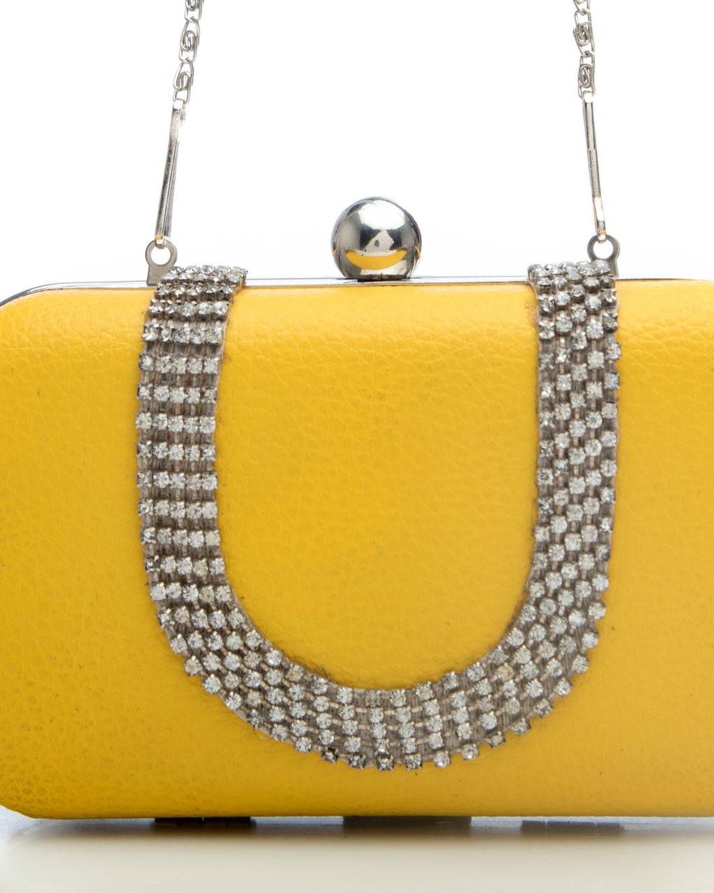 Yellow Embroidered Evening Clutch by CERENA Paris — detail