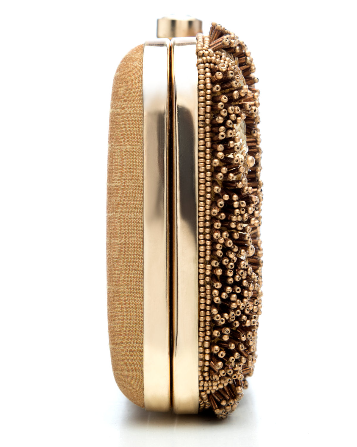 Gold Brown Embroidered Evening Clutch by CERENA Paris — styled