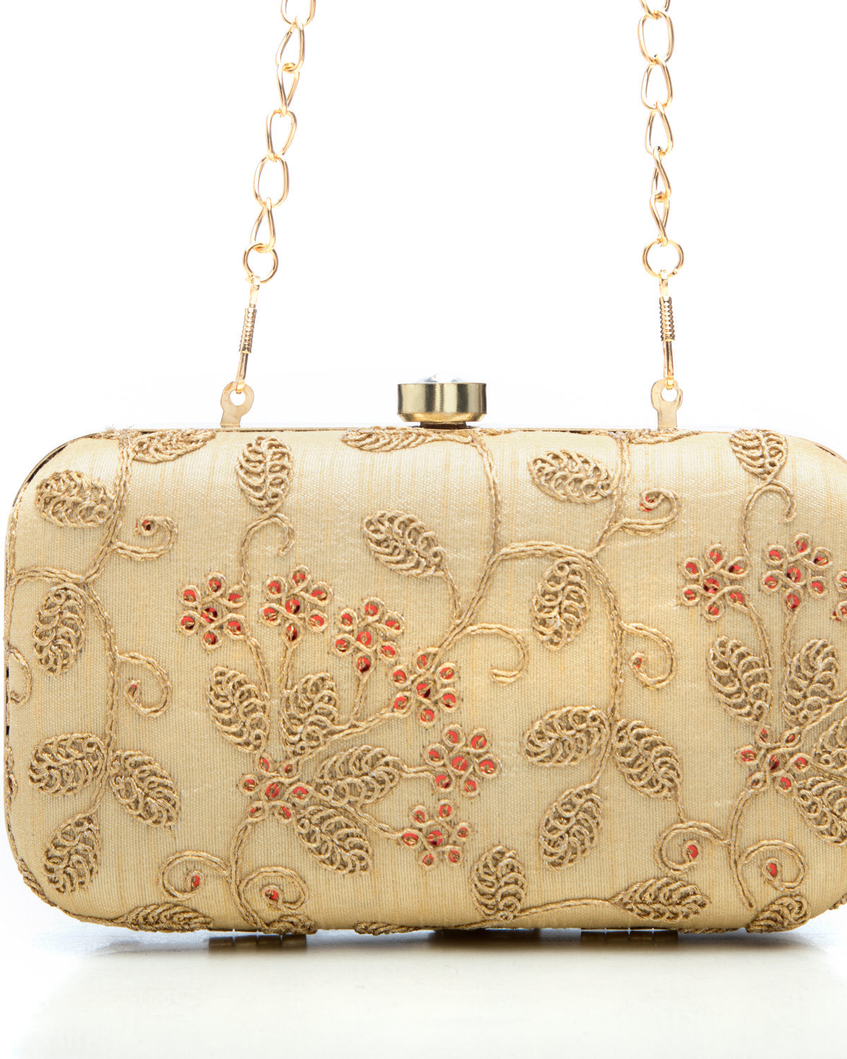 Gold Embroidered Evening Clutch by CERENA Paris — detail