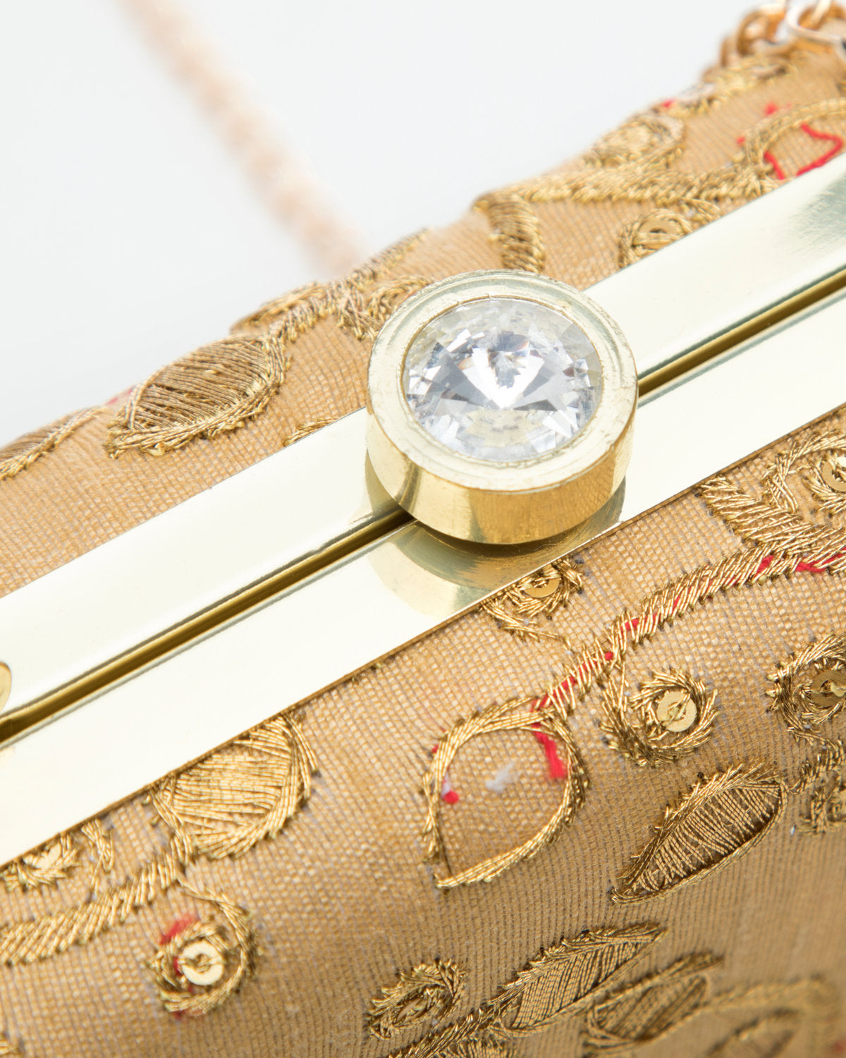 Gold Embroidered Evening Clutch by CERENA Paris — back view