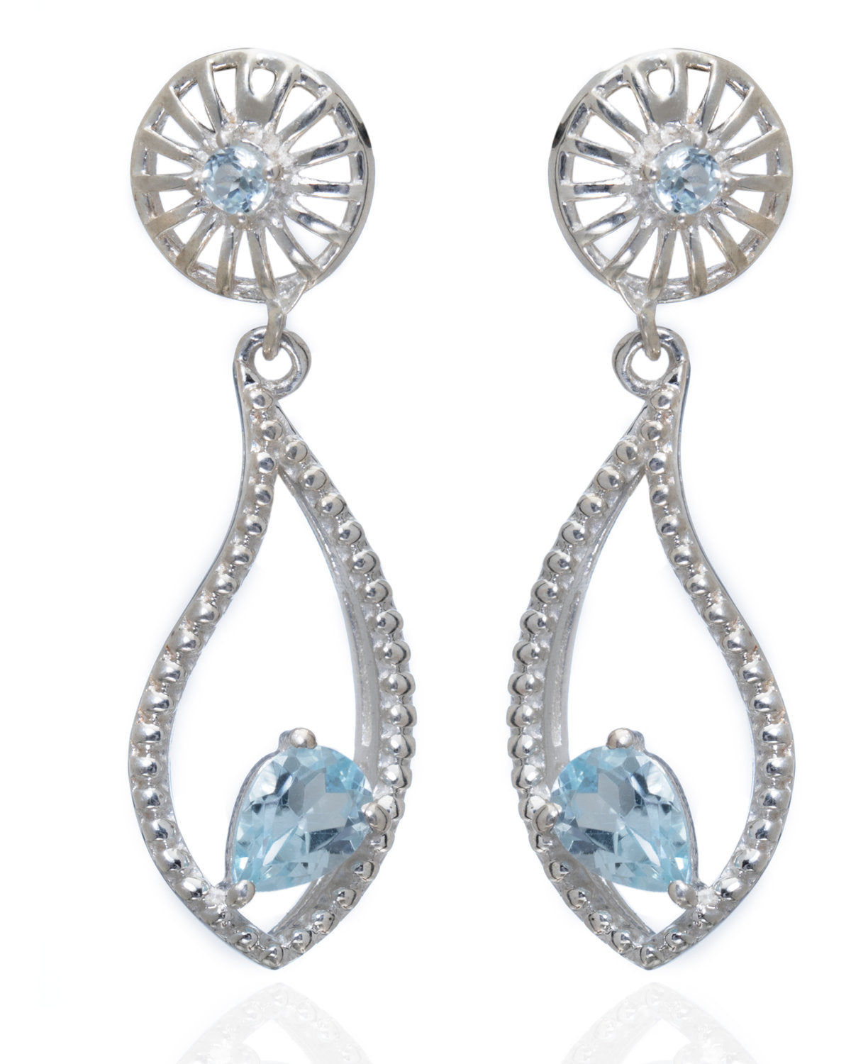 Sky-Blue Statement Dangle Earrings by CERENA Paris — front view